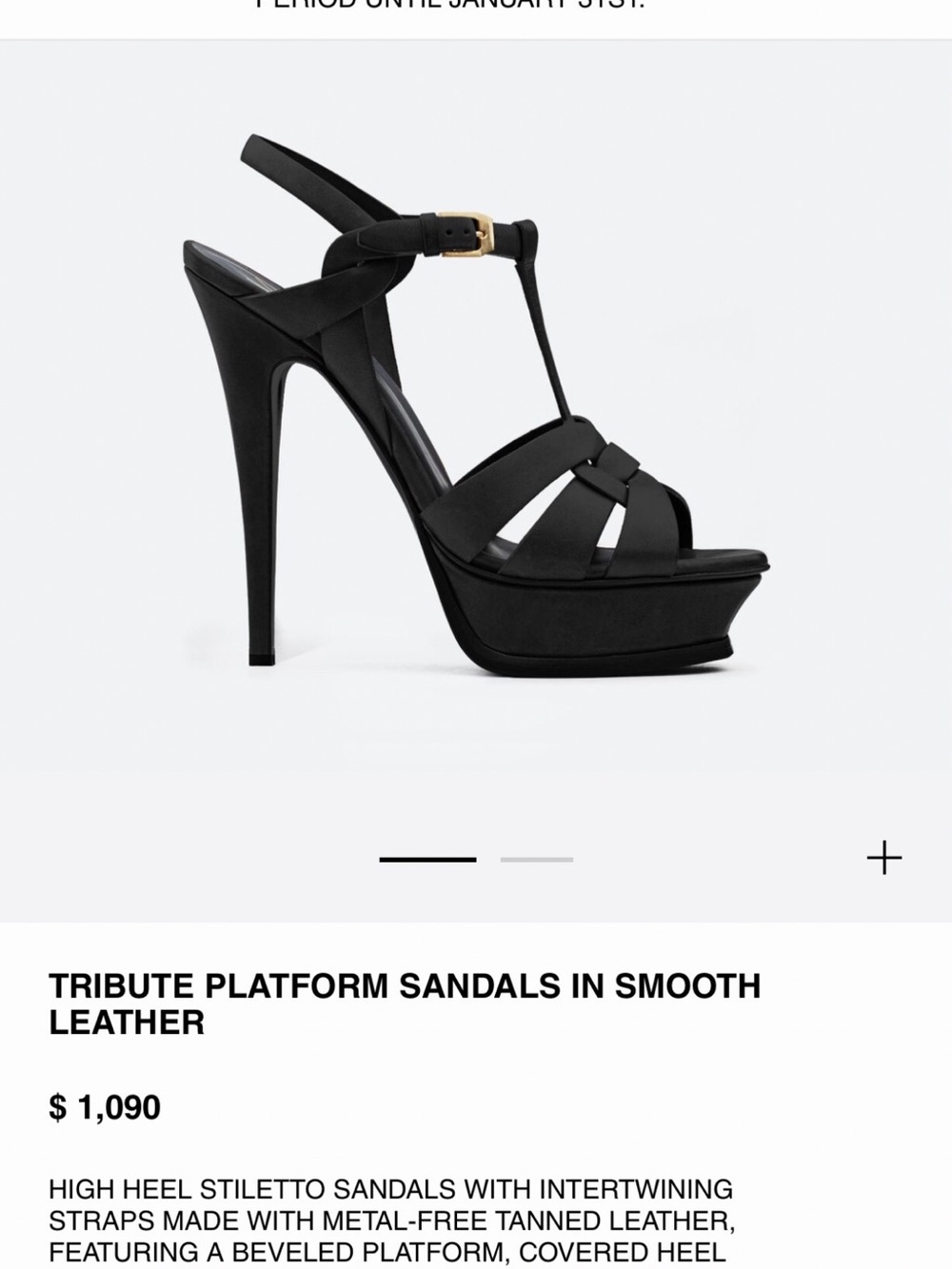 Yves Saint Laurent Black Tribute Platform T-Strap Sandals